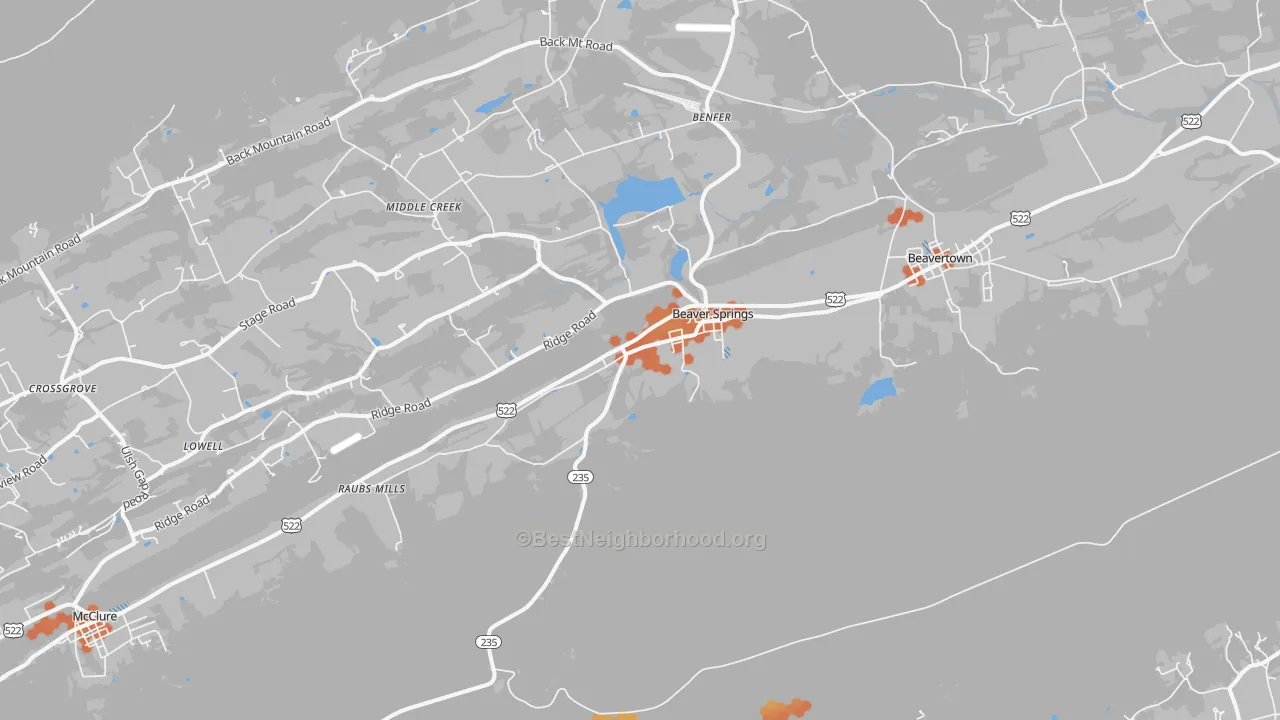 Bike Grade map of Beaver Springs, PA