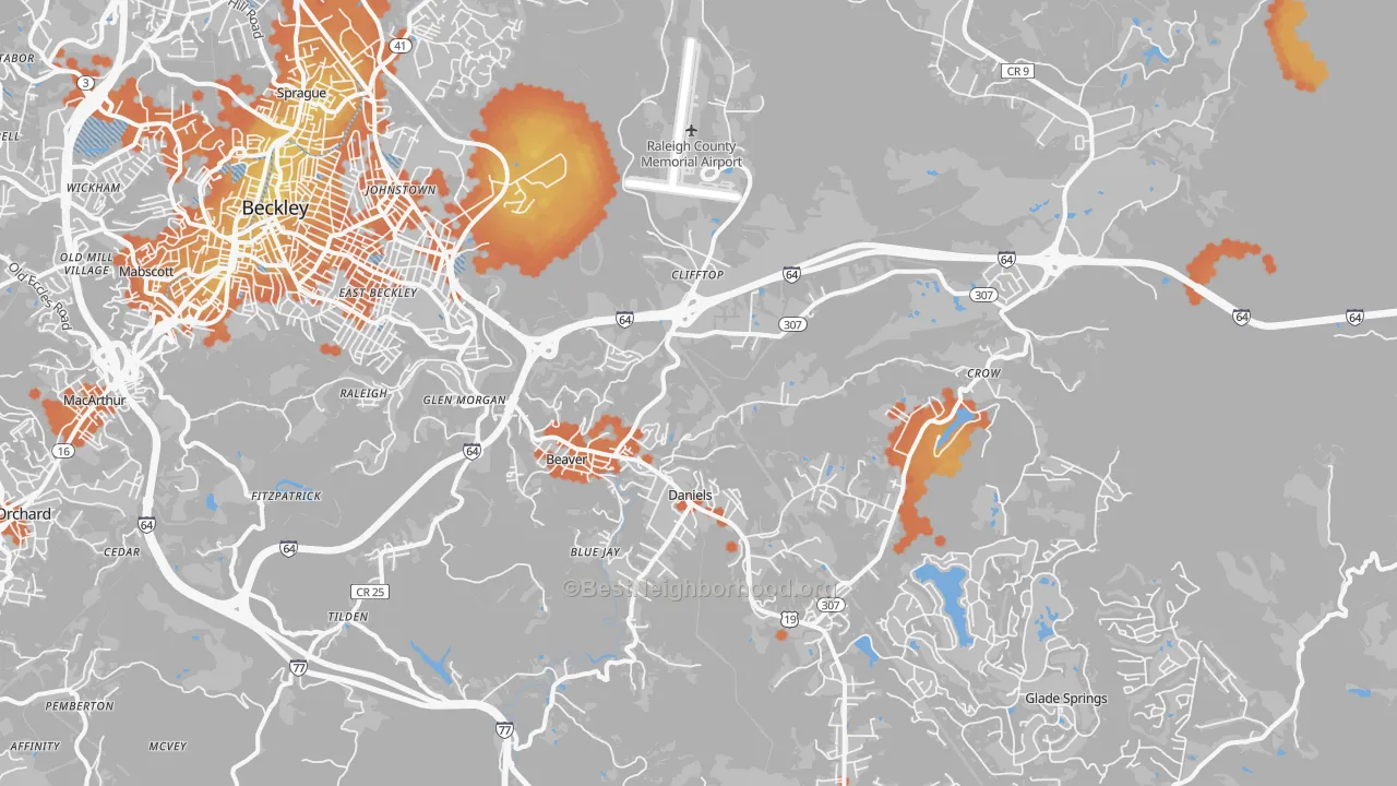 Bike Grade map of Beaver, WV