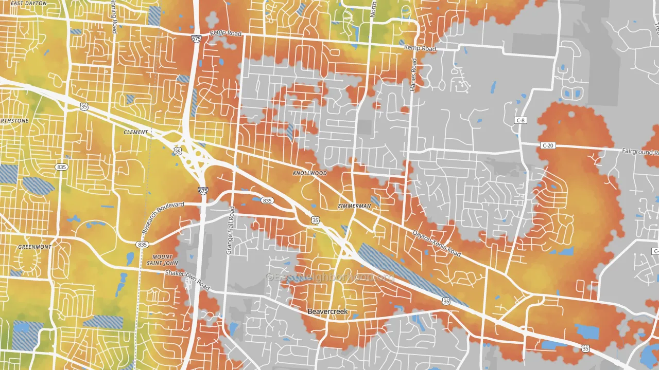 Bike Grade map of Beavercreek, OH
