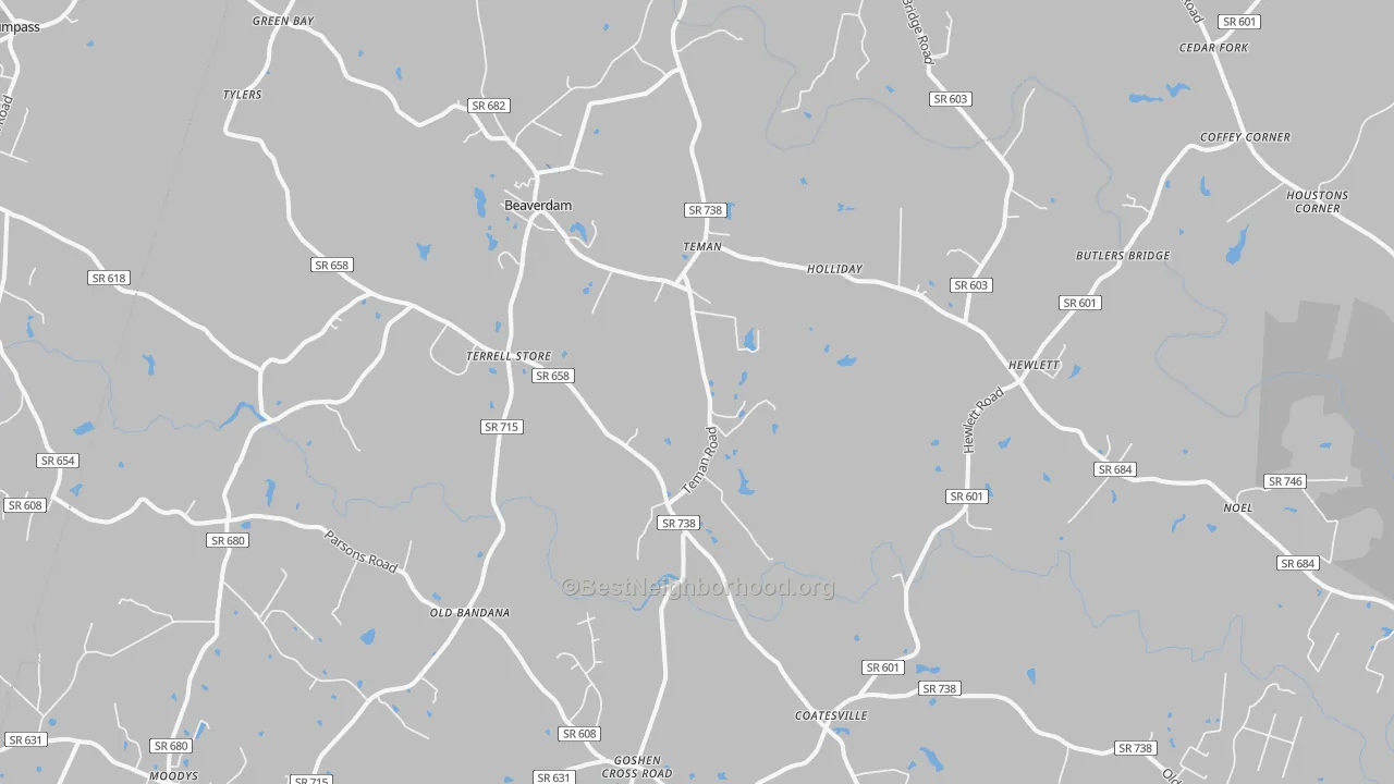 Bike Grade map of Beaverdam, VA