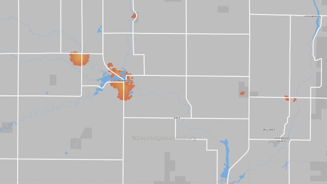 Bike Grade map of Beaverton, MI