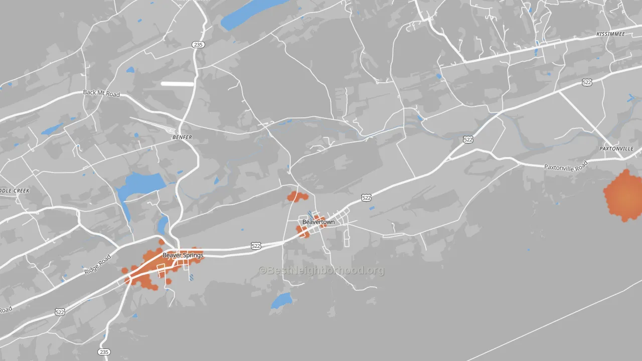 Bike Grade map of Beavertown, PA