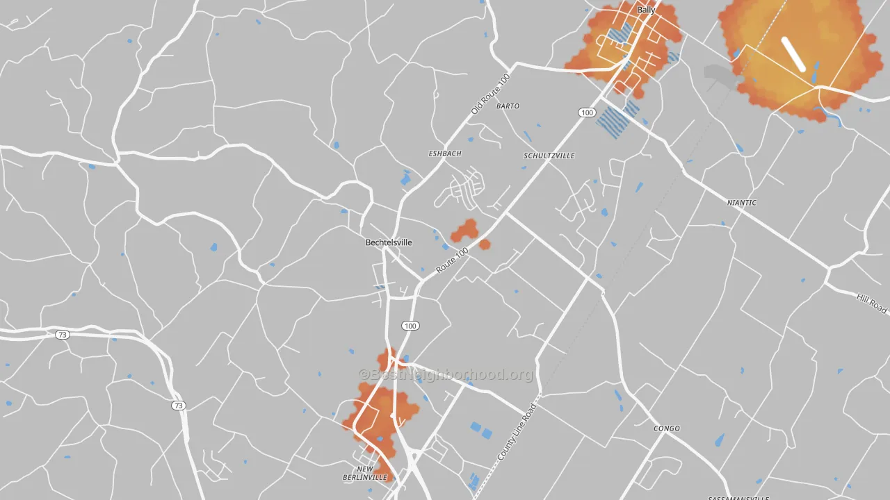 Bike Grade map of Bechtelsville, PA