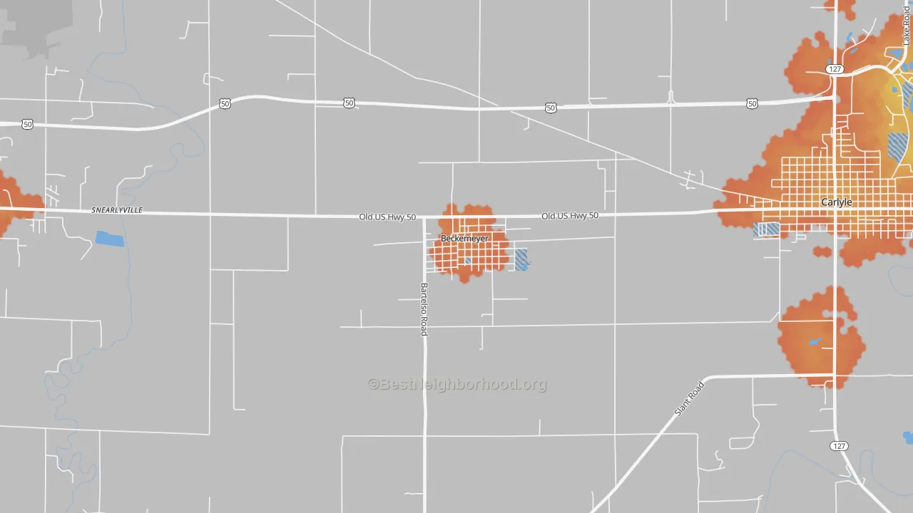 Bike Grade map of Beckemeyer, IL