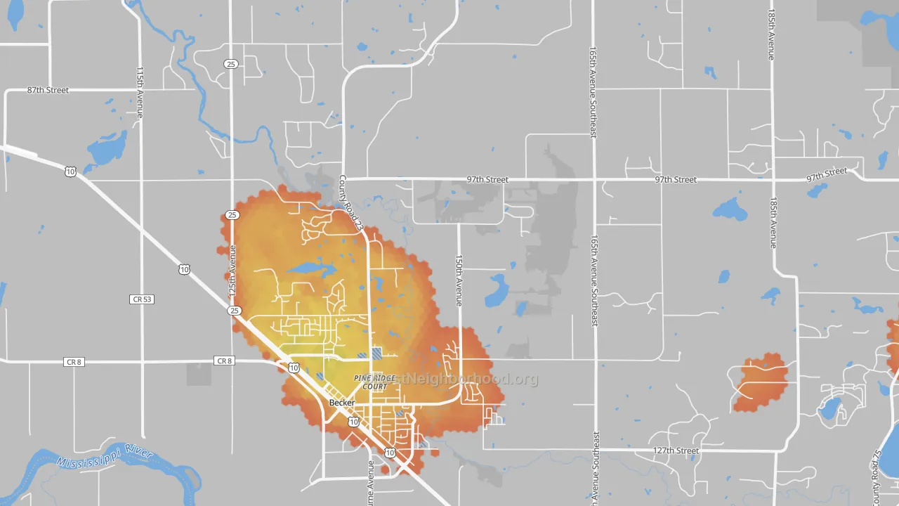 Bike Grade map of Becker, MN