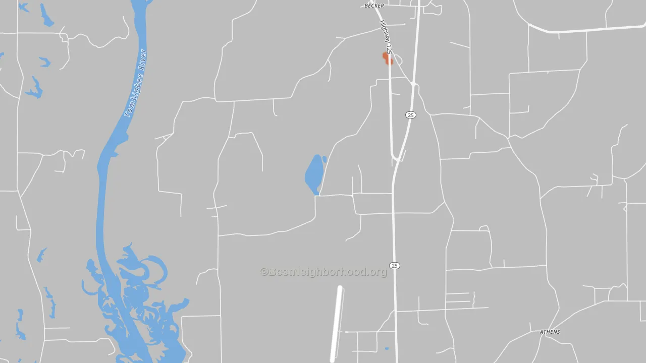 Bike Grade map of Becker, MS
