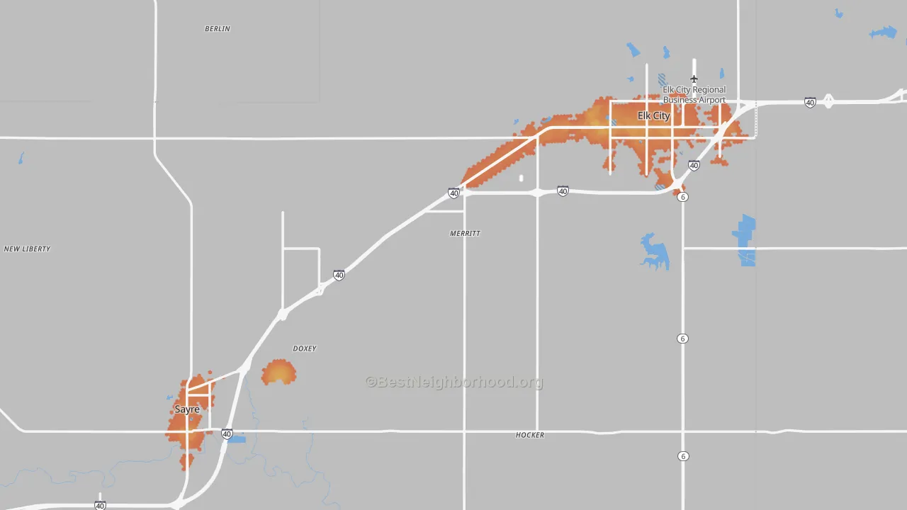 Bike Grade map of Beckham County, OK