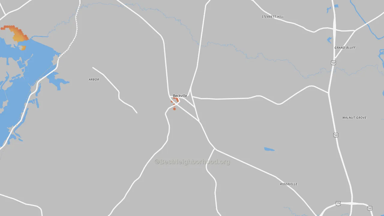 Bike Grade map of Beckville, TX