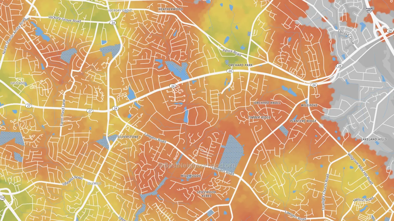 Bike Grade map of Becton Park, Charlotte, NC