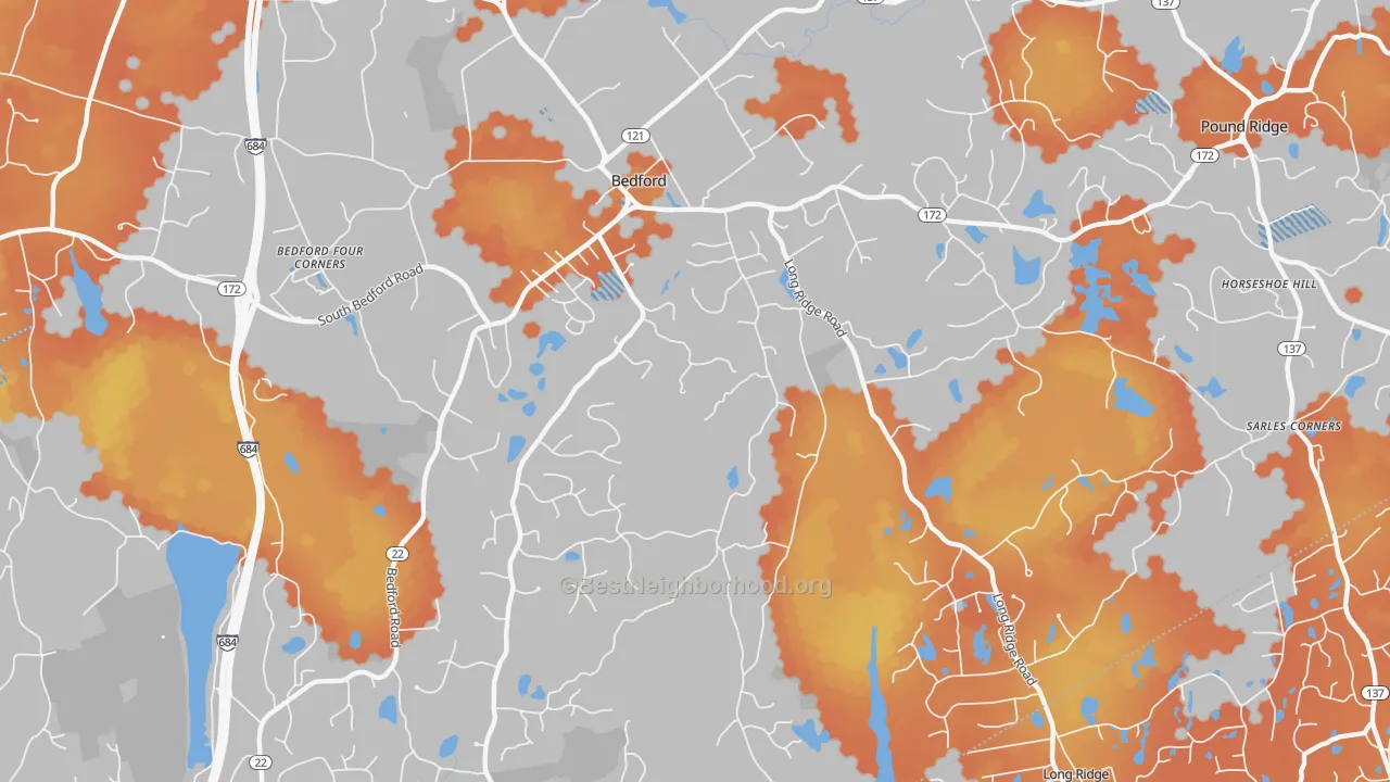 Bike Grade map of Bedford, NY