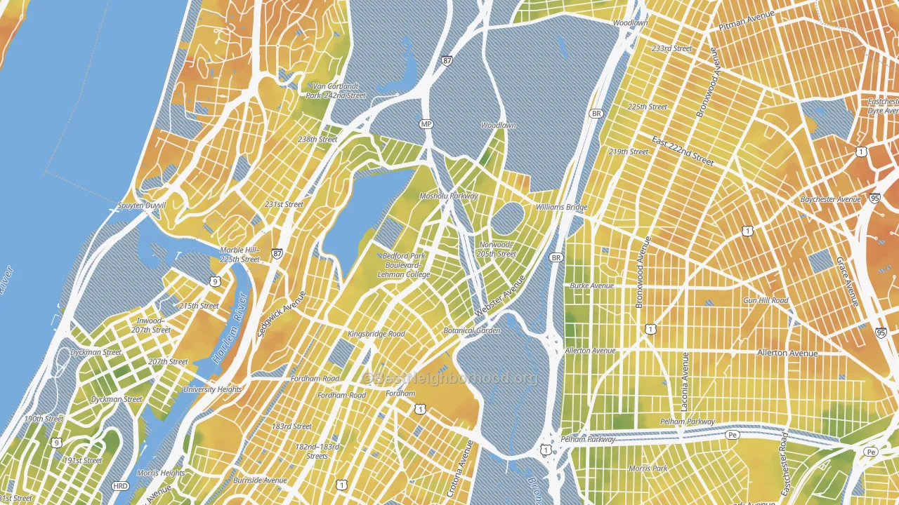 Bike Grade map of Bedford Park, Bronx, NY