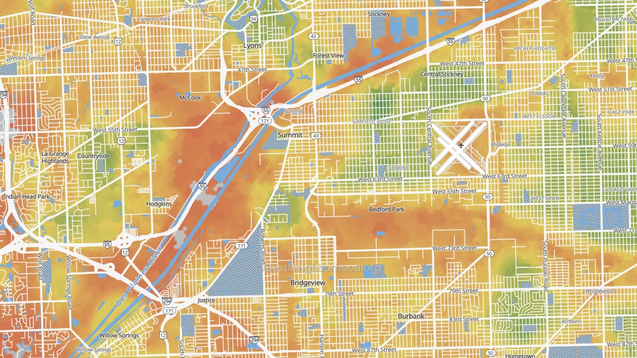 Bike Grade map of Bedford Park, IL