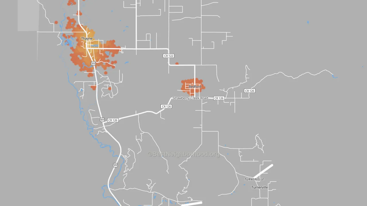 Bike Grade map of Bedford, WY