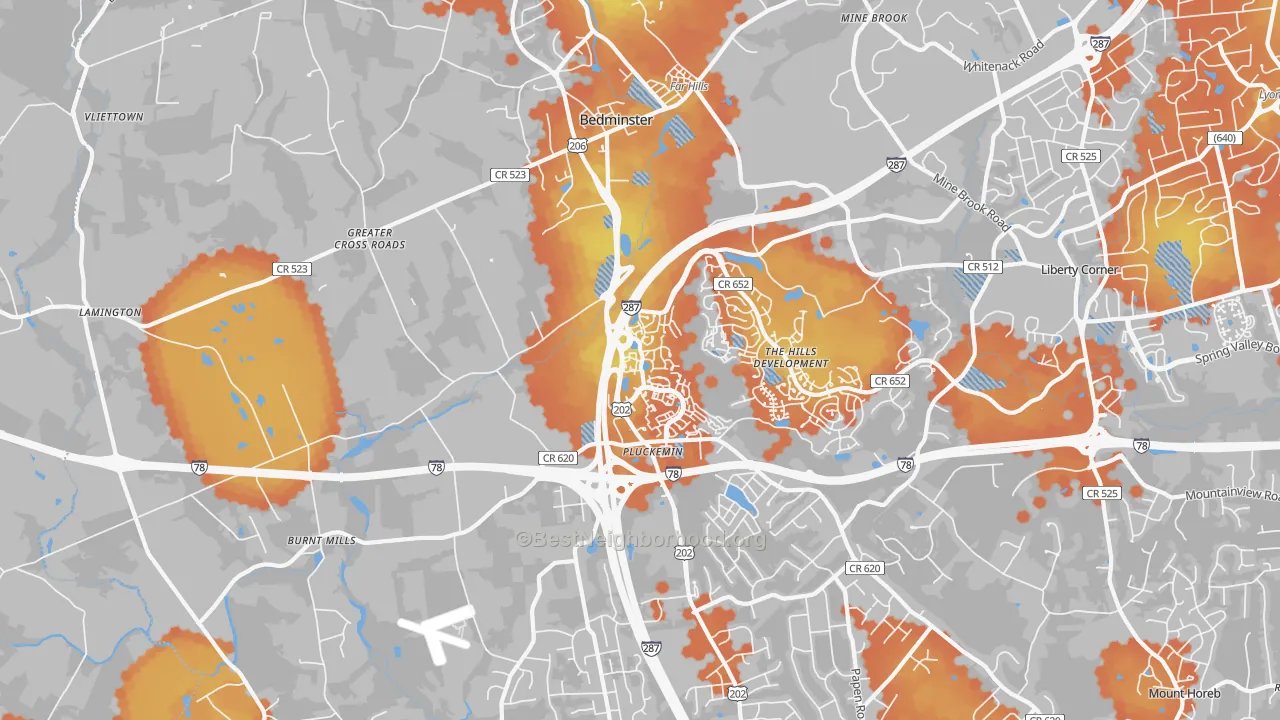 Bike Grade map of Bedminster, NJ