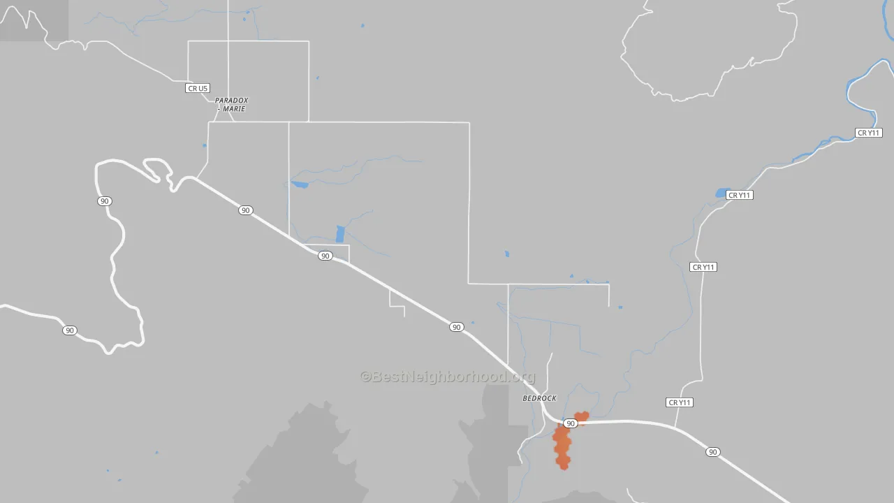 Bike Grade map of Bedrock, CO