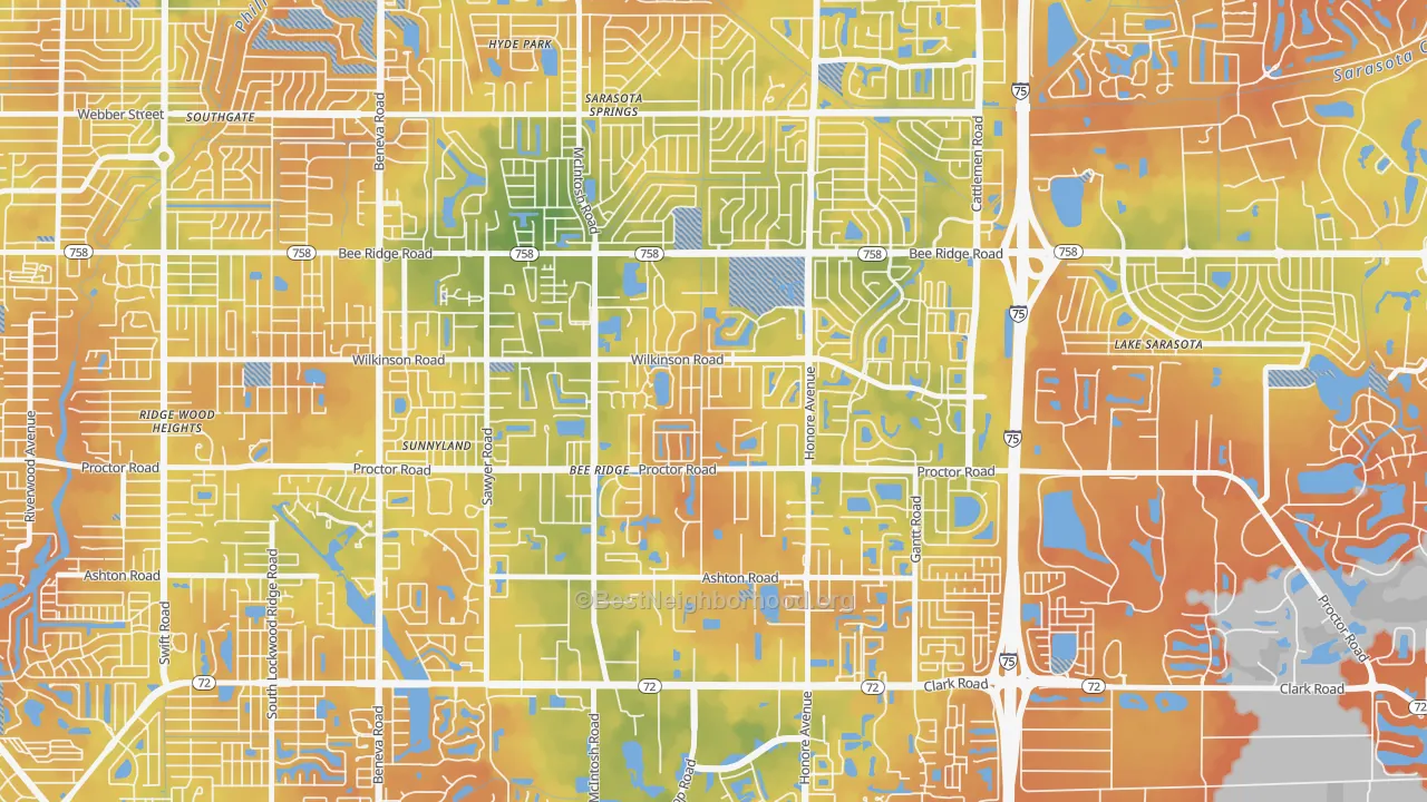 Bike Grade map of Bee Ridge, FL