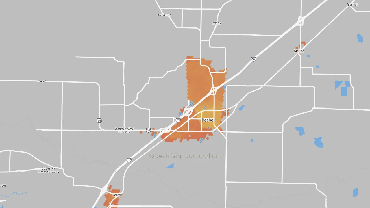 Bike Grade map of Beebe, AR