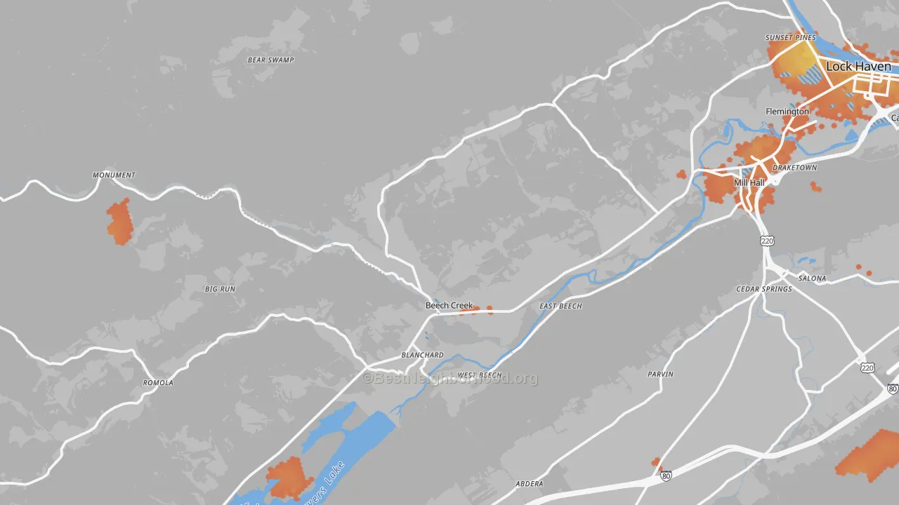 Bike Grade map of Beech Creek, PA