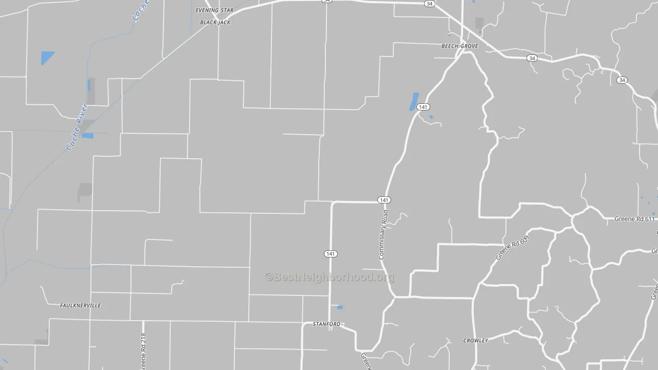 Bike Grade map of Beech Grove, AR