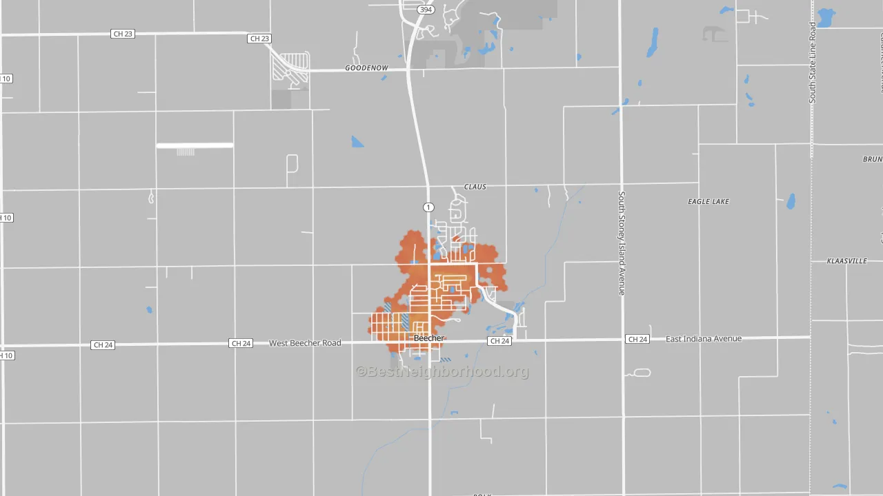 Bike Grade map of Beecher, IL