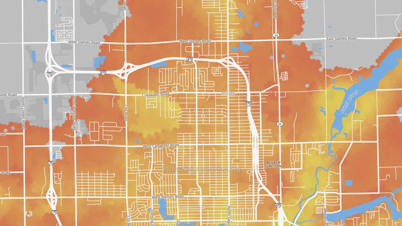 Bike Grade map of Beecher, MI