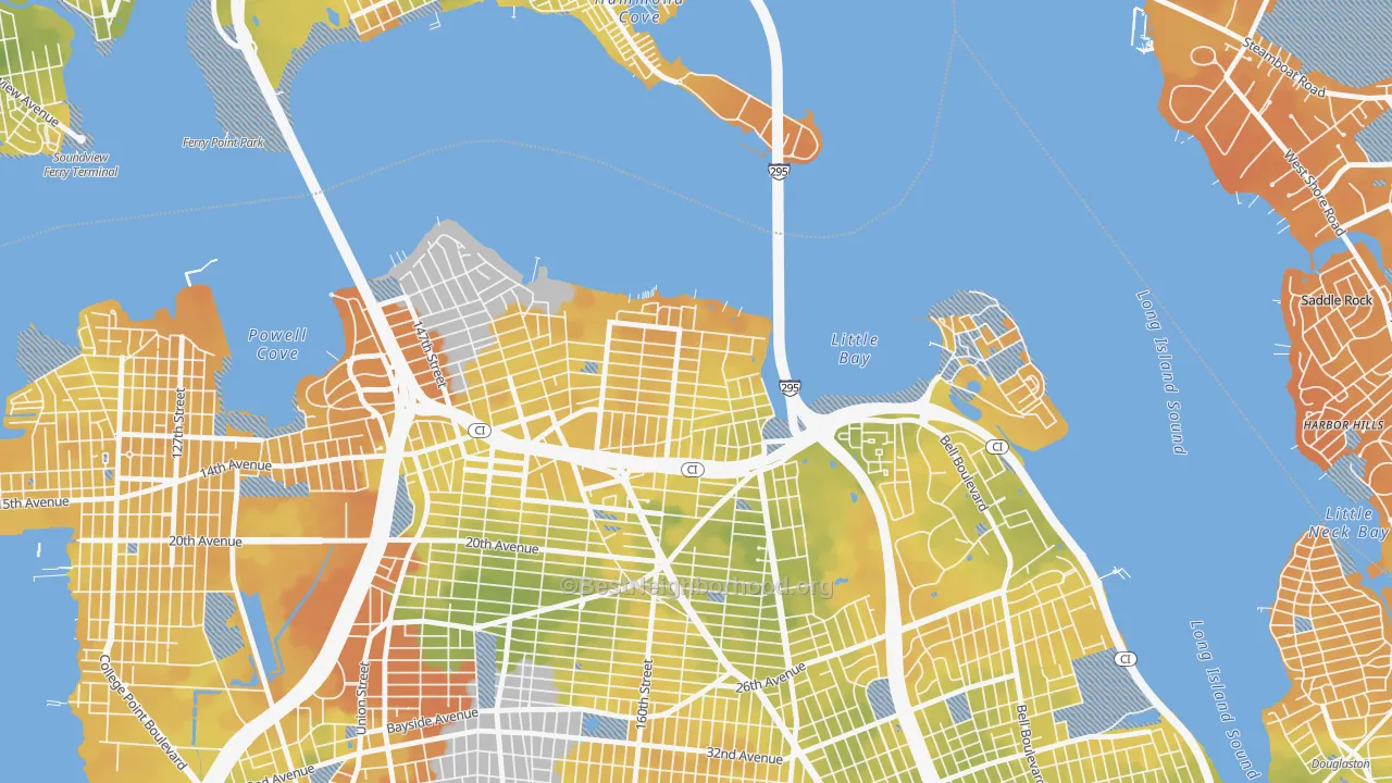 Bike Grade map of Beechhurst, Queens, NY