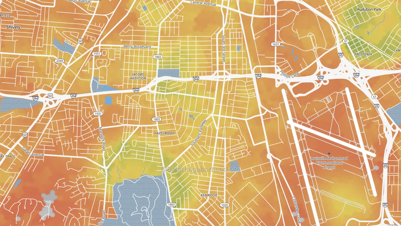 Bike Grade map of Beechmont, Louisville, KY