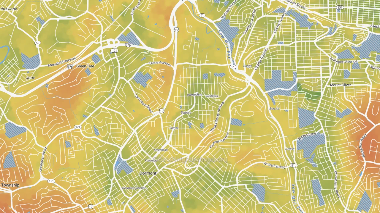 Bike Grade map of Beechview, Pittsburgh, PA