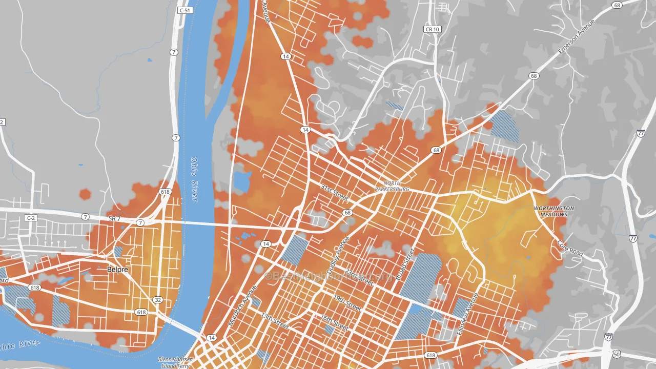 Bike Grade map of Beechwood, Parkersburg, WV