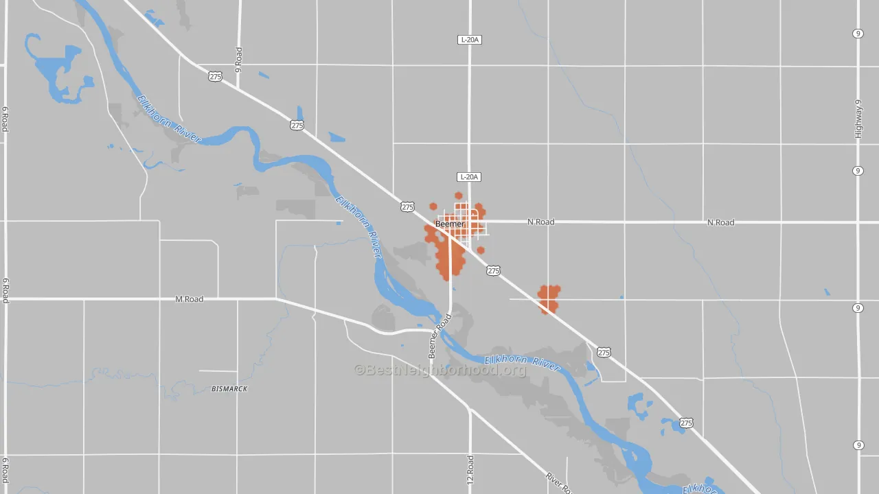 Bike Grade map of Beemer, NE