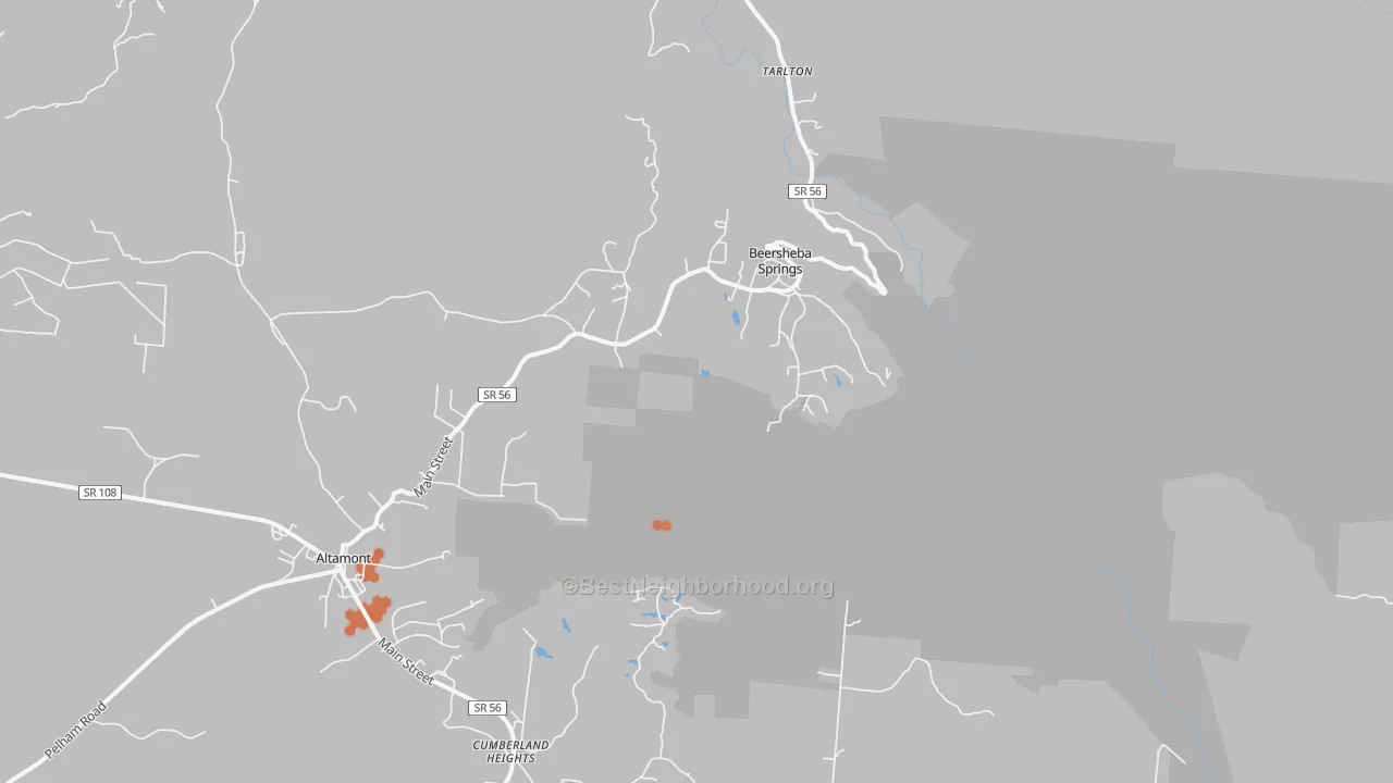 Bike Grade map of Beersheba Springs, TN