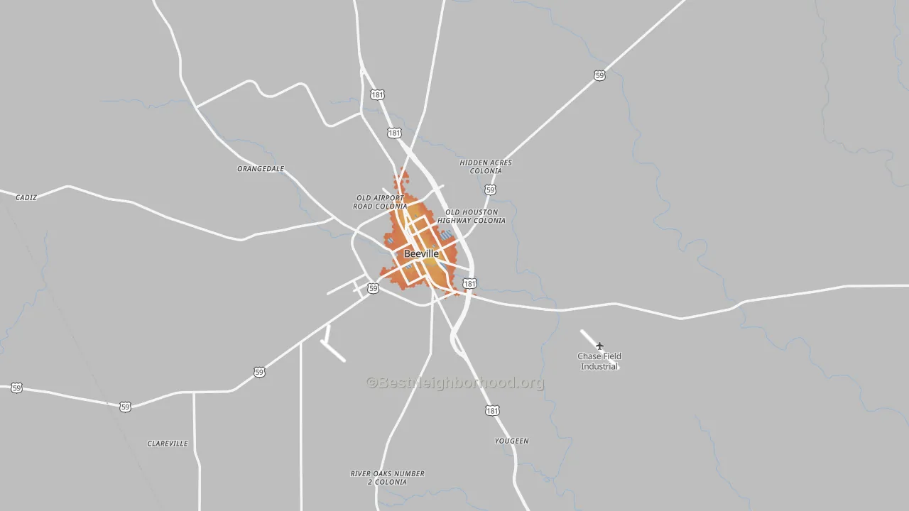 Bike Grade map of Beeville, TX