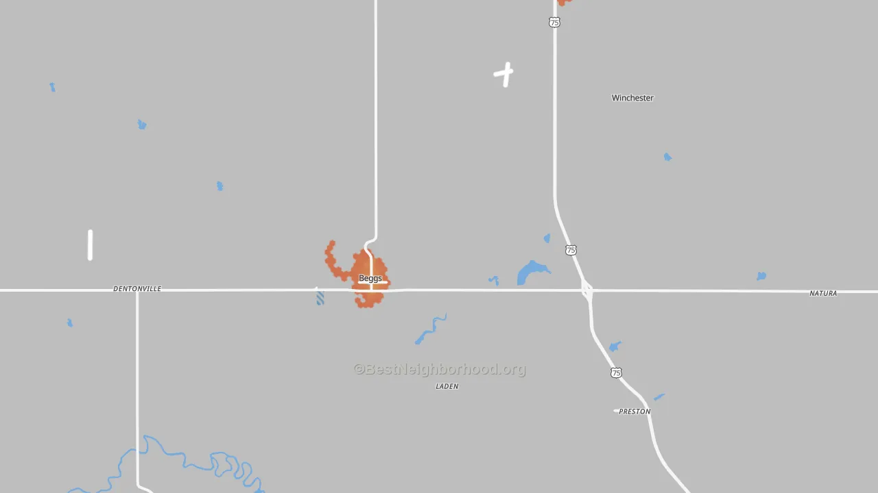 Bike Grade map of Beggs, OK