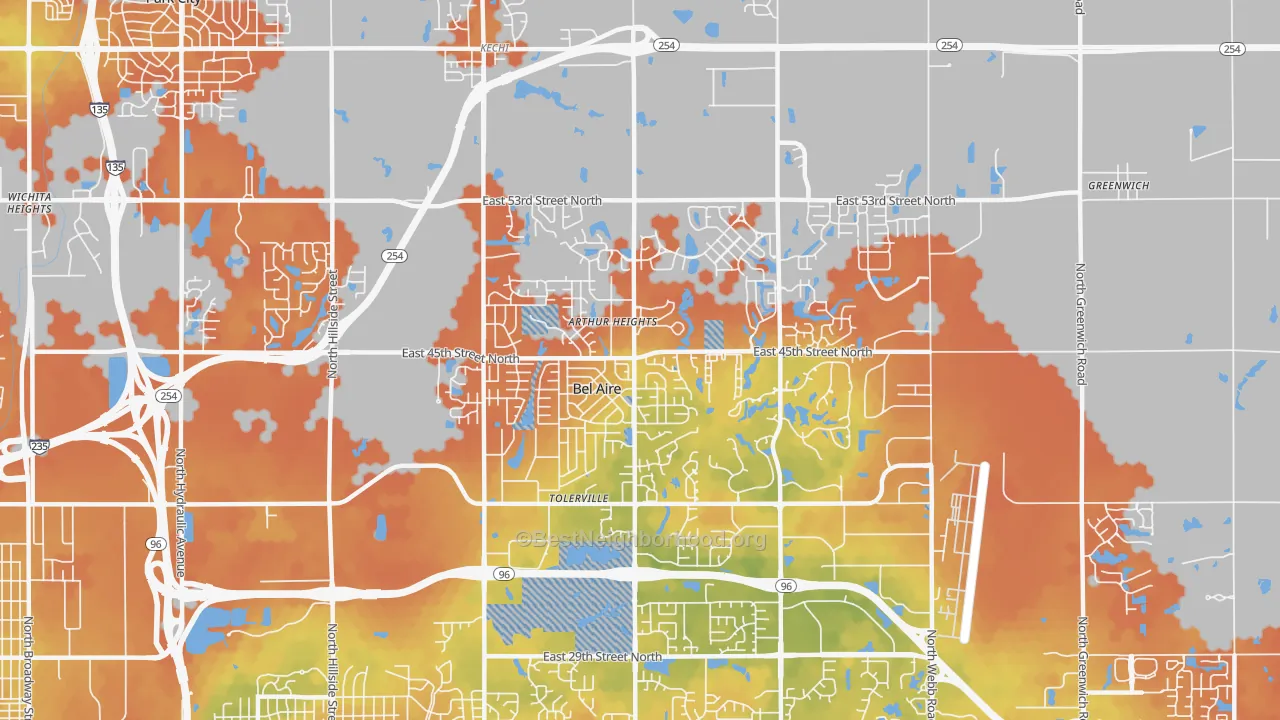 Bike Grade map of Bel Aire, KS