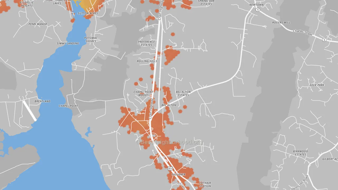 Bike Grade map of Bel Alton, MD
