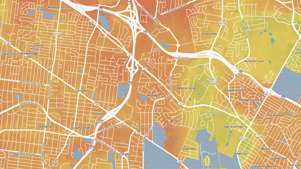 Bike Grade map of Bel-Ridge, MO