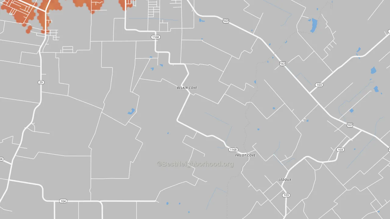 Bike Grade map of Belair Cove, LA
