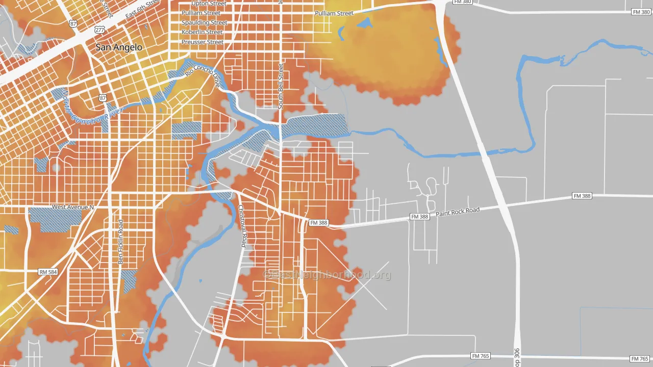 Bike Grade map of Belaire, San Angelo, TX