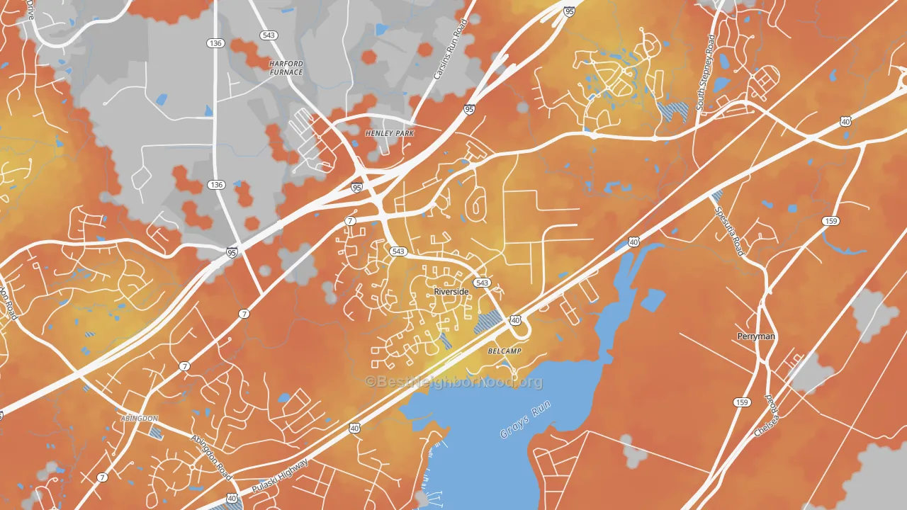 Bike Grade map of Belcamp, MD