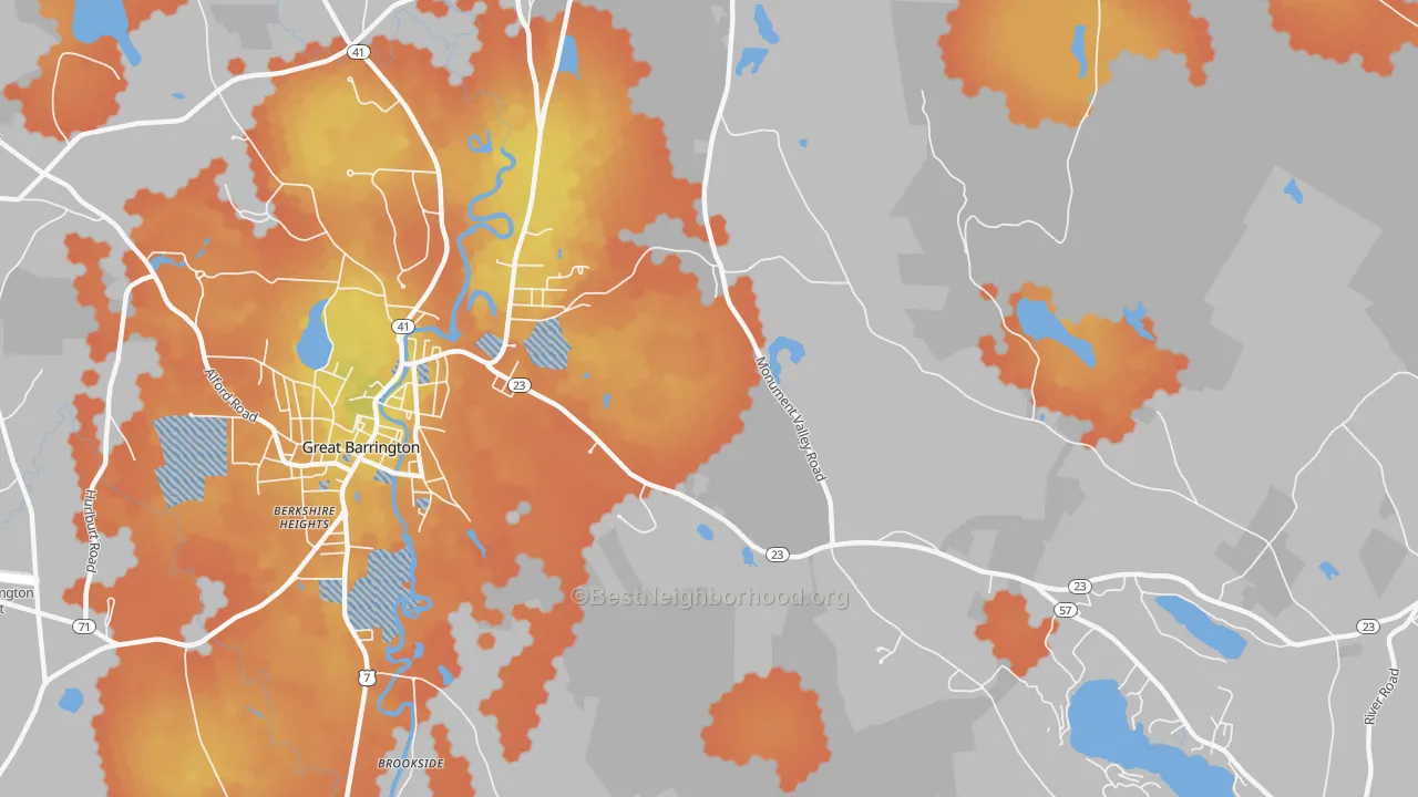 Bike Grade map of Belcher Square, MA
