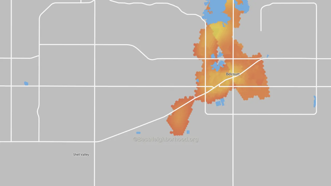 Bike Grade map of Belcourt, ND