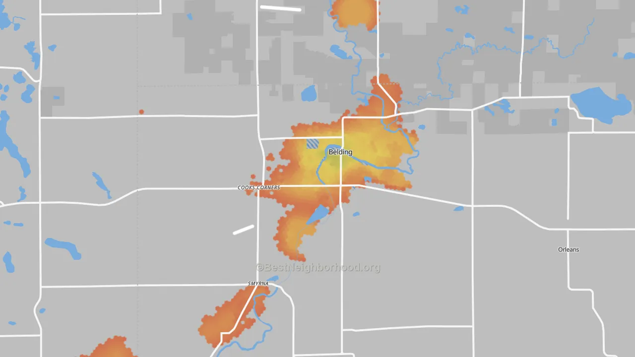 Bike Grade map of Belding, MI