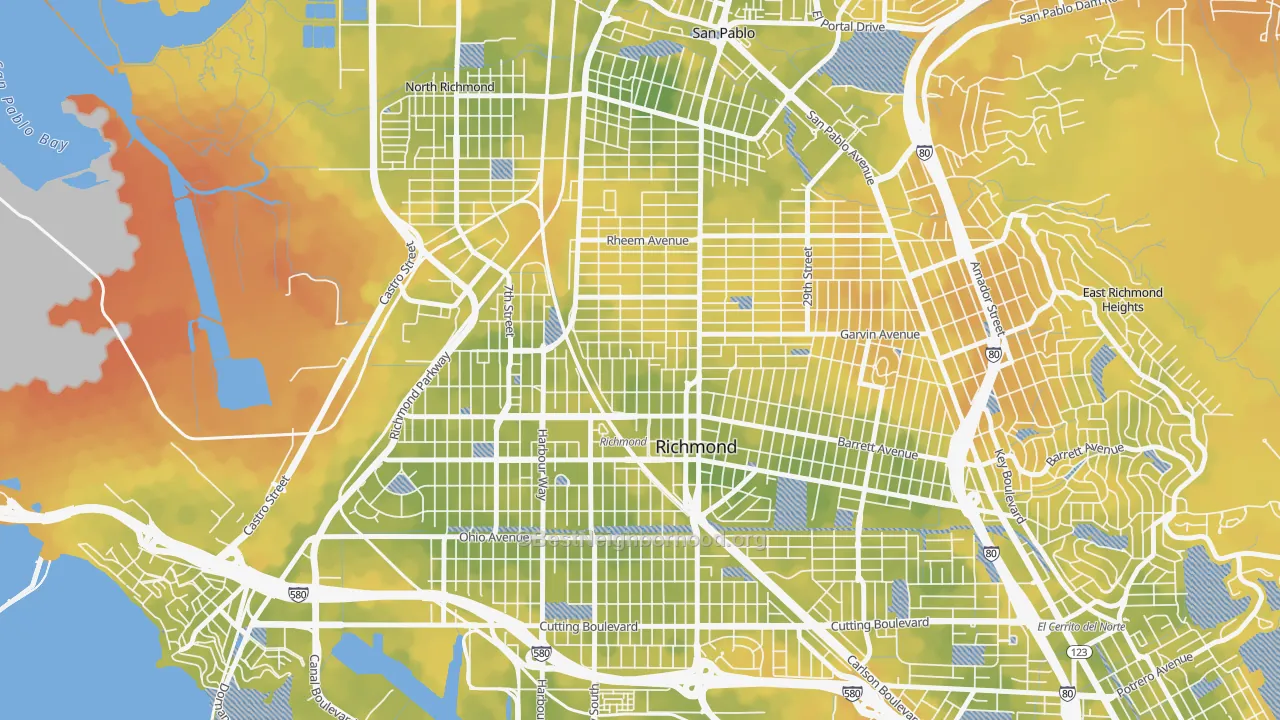 Bike Grade map of Belding Woods, Richmond, CA