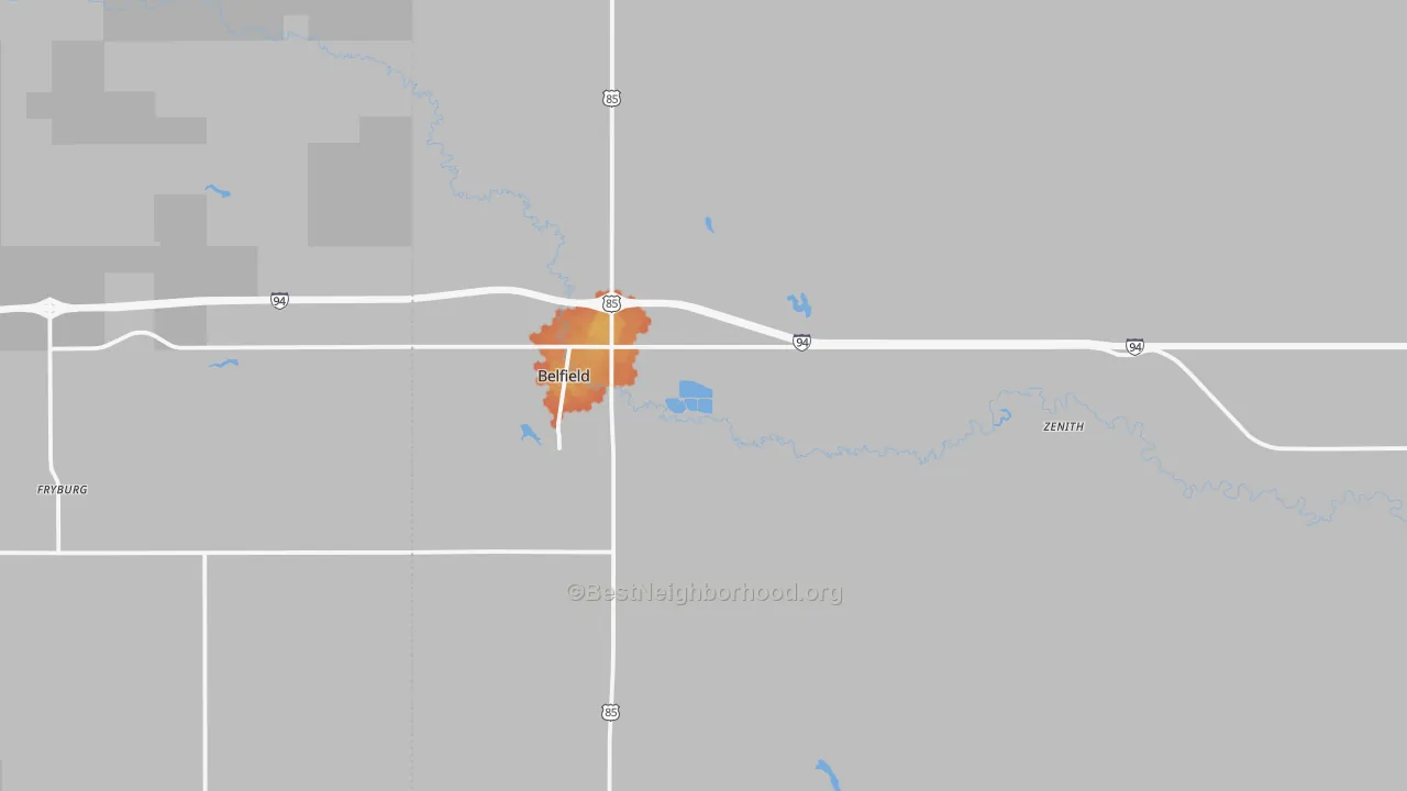 Bike Grade map of Belfield, ND