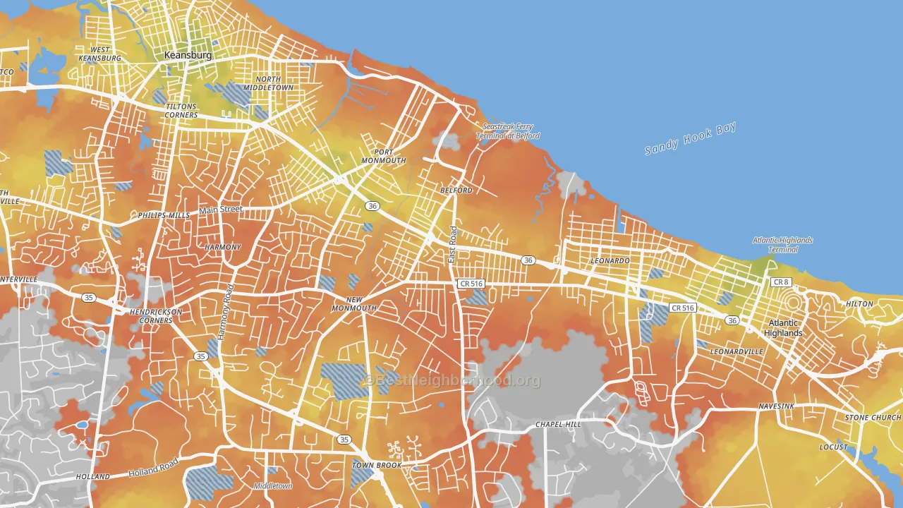 Bike Grade map of Belford, NJ