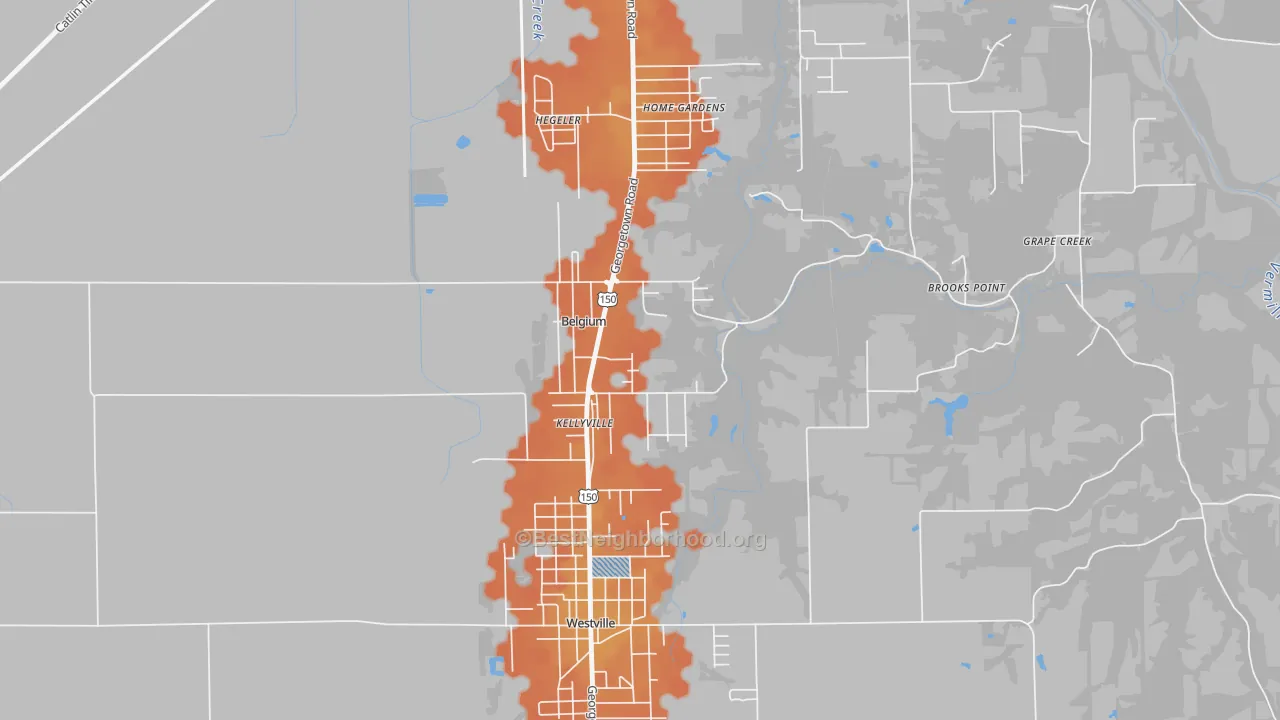 Bike Grade map of Belgium, IL