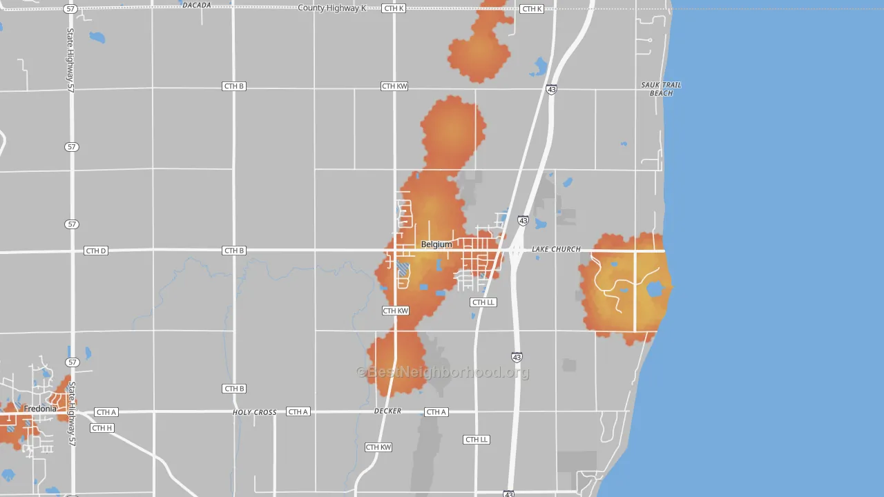 Bike Grade map of Belgium, WI
