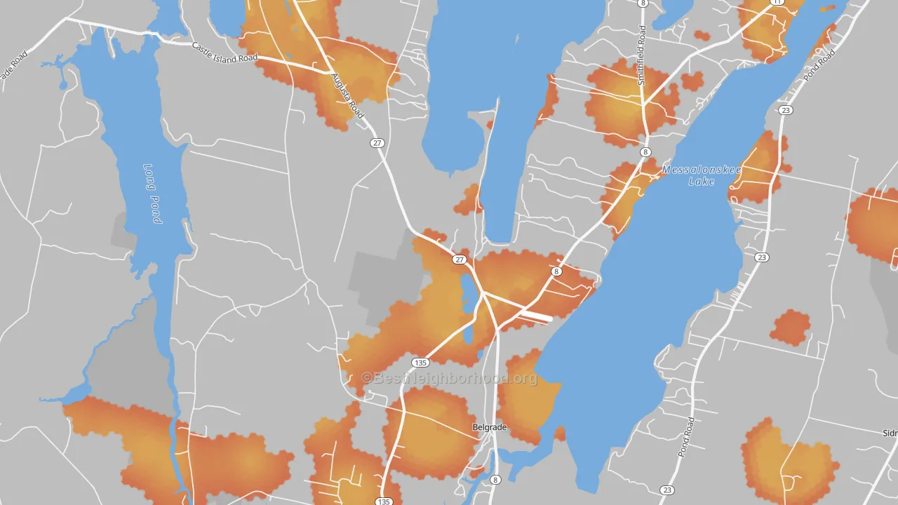 Bike Grade map of Belgrade, ME