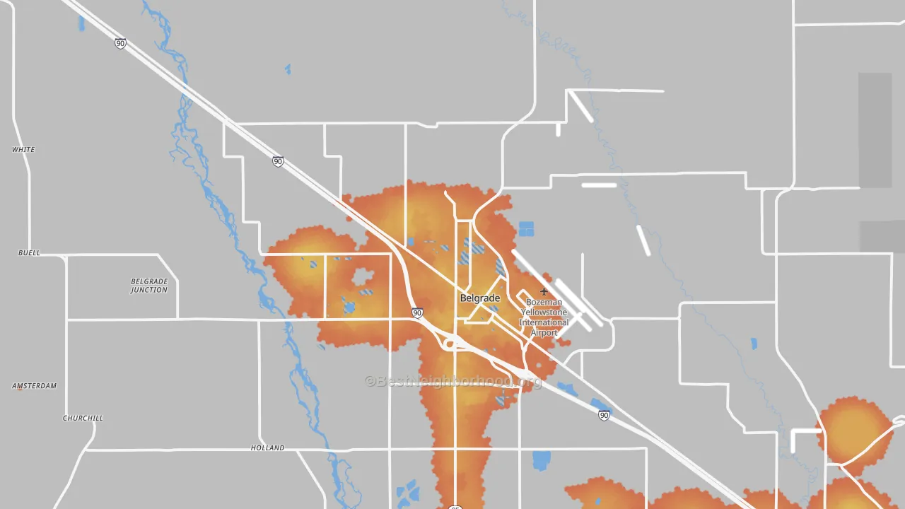 Bike Grade map of Belgrade, MT