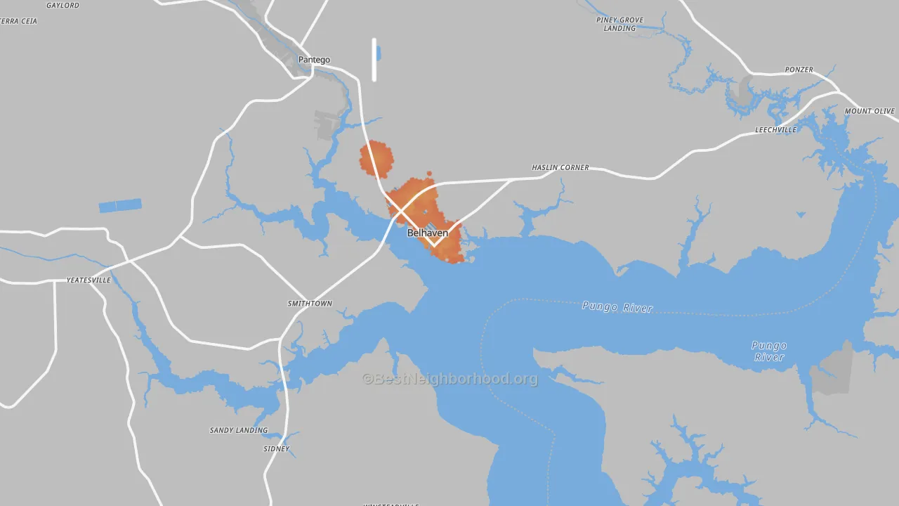 Bike Grade map of Belhaven, NC